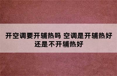 开空调要开辅热吗 空调是开辅热好还是不开辅热好